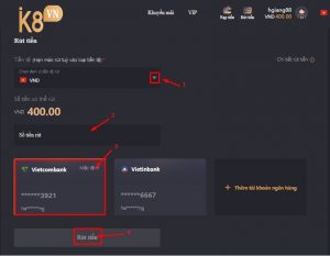 Hướng dẫn rút tiền nhanh k8